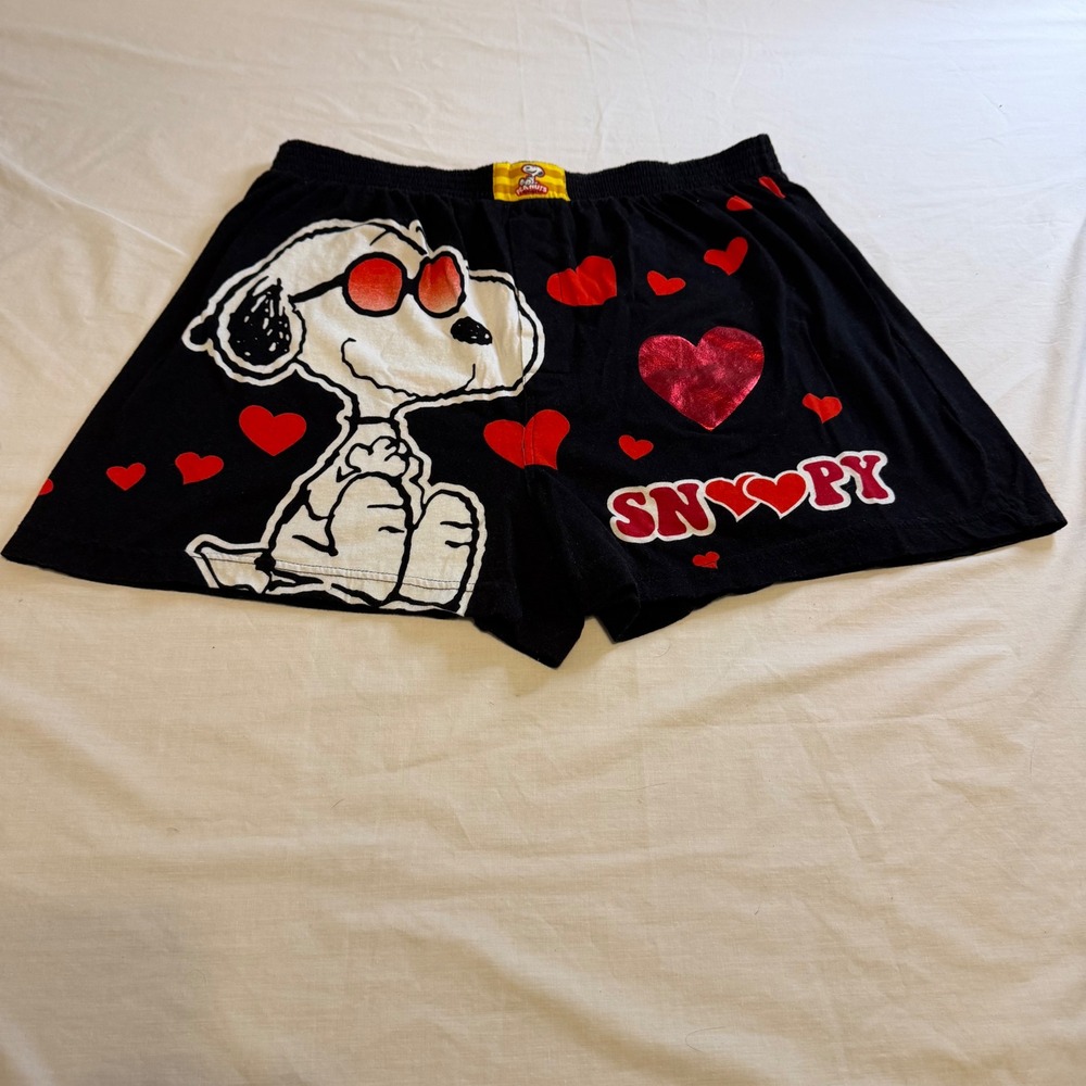 Peanuts Snoopy The Ladies Love Me Cotton Boxer Shorts Black XXL Joe Cool